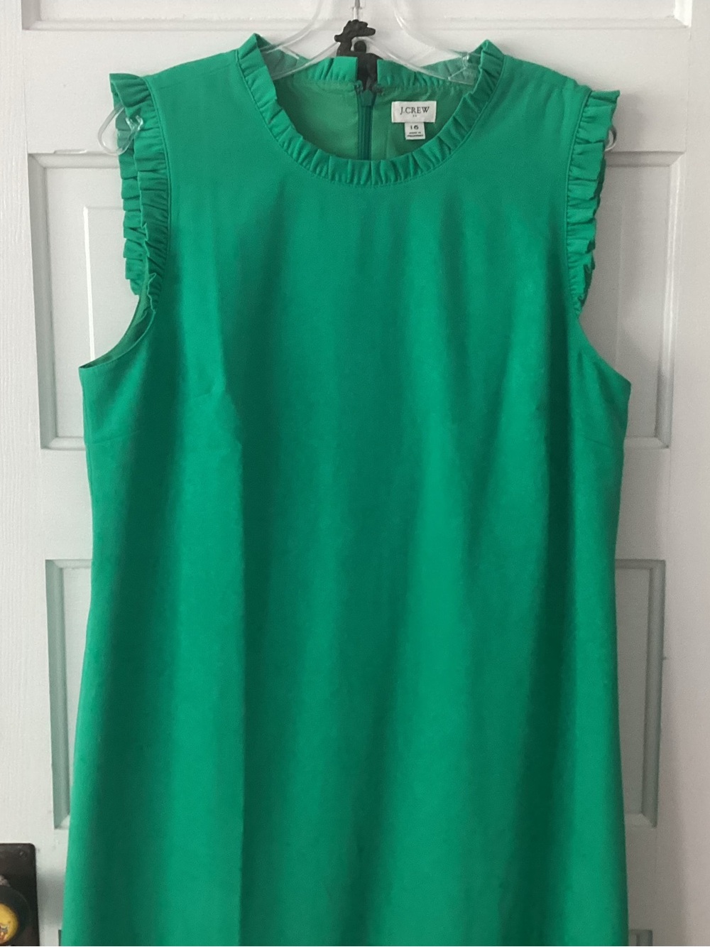 J. Crew Emerald Green Ruffle-Trim Sleeveless Dress
